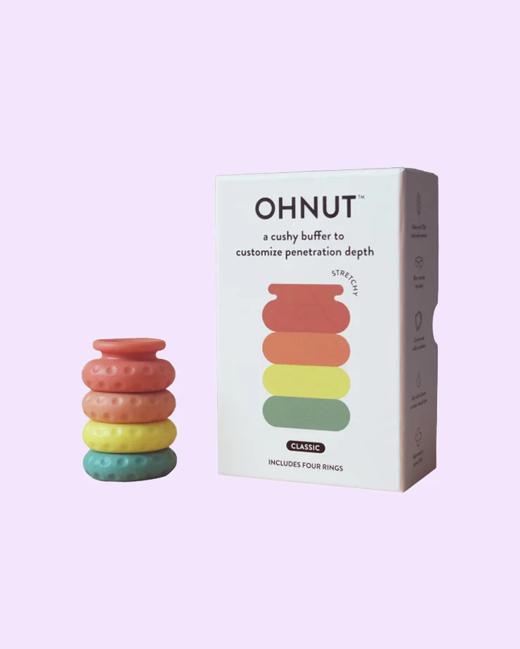 OhNut Buffer Rings - 4 Stackable Depth-Limiting Strap-On Rings for Penetration - Rainbow - Image 4